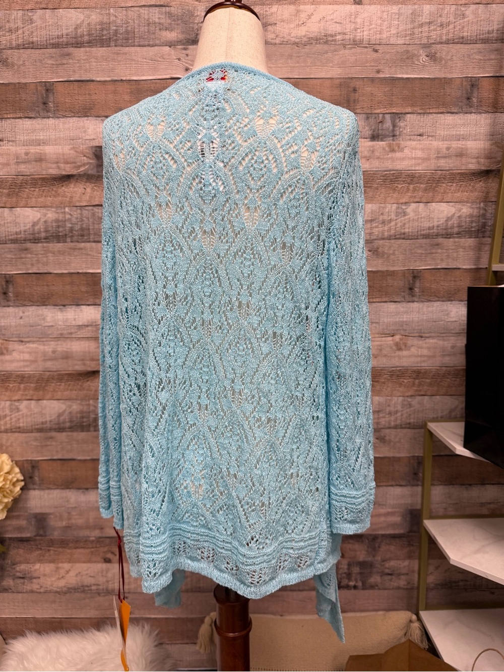 Ruby Rd. Light Blue Open Knit Cardigan - Picture 3 of 7